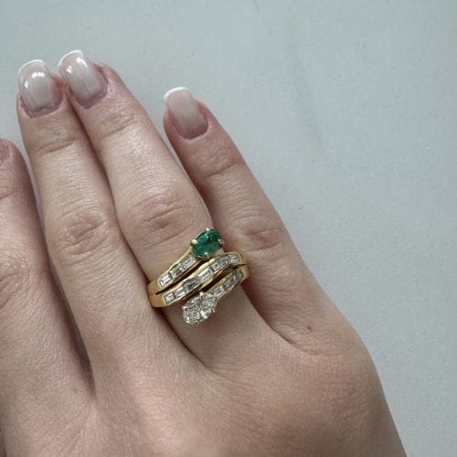 Bague 55 Bague diamants et émeraude 58 Facettes 13620