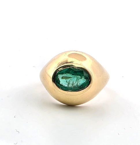 Bague 53 Bague en or jaune 18 carats sertie d'une émeraude ovale de 1,50 carat 58 Facettes