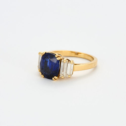 Bague Saphir Diamants Baguettes