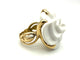 Bague 52 CHANEL. Collection "Camélia", bague or jaune et cacholong 58 Facettes