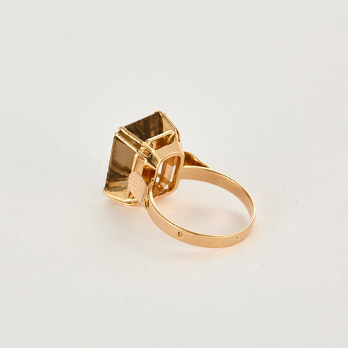 Bague 59 Bague or jaune et quartz fumé 58 Facettes VIL0552