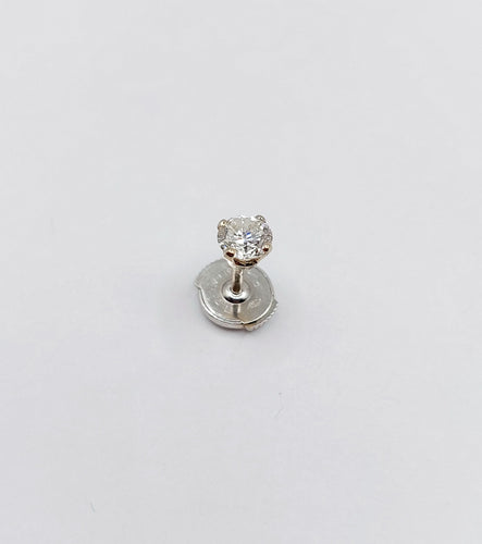 Puce d'oreille SEULE vintage or blanc et diamant de 0.38 carat 58 Facettes A06242