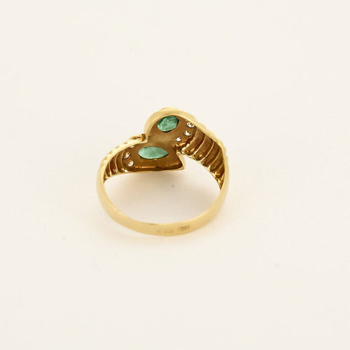 Bague 49 Bague Toi & Moi  en or jaune, émeraudes et diamants 58 Facettes PER01984