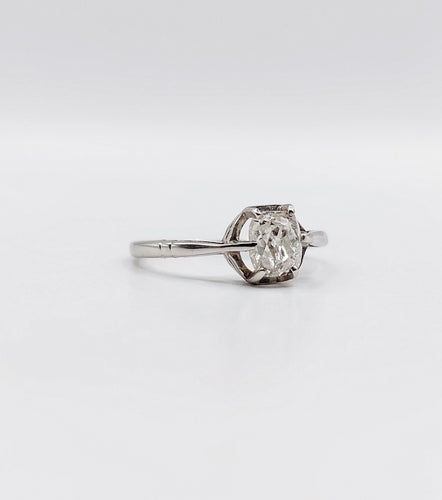 Bague 49 Bague solitaire art deco Platine diamant taille ancienne coussin 0.60 carat (circa 1920) 58 Facettes A06196
