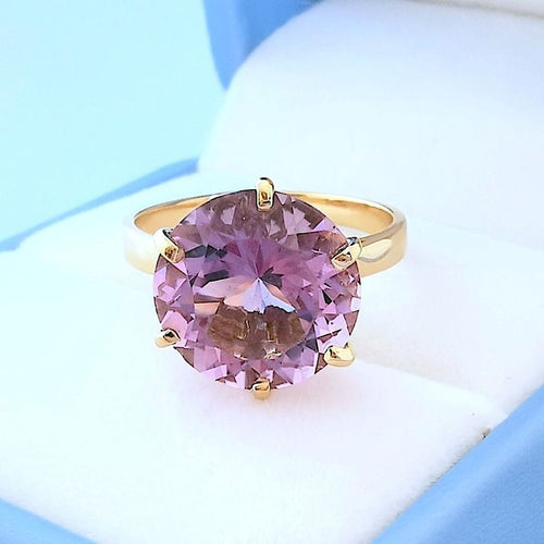 Bague 56.5 Bague Améthyste en Solitaire Or Jaune 18 K 58 Facettes AA 1716