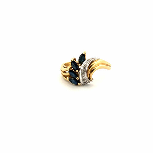 Bague 56 Bague Or Jaune 18 k Saphir & Diamants 58 Facettes 44-GS34043-2