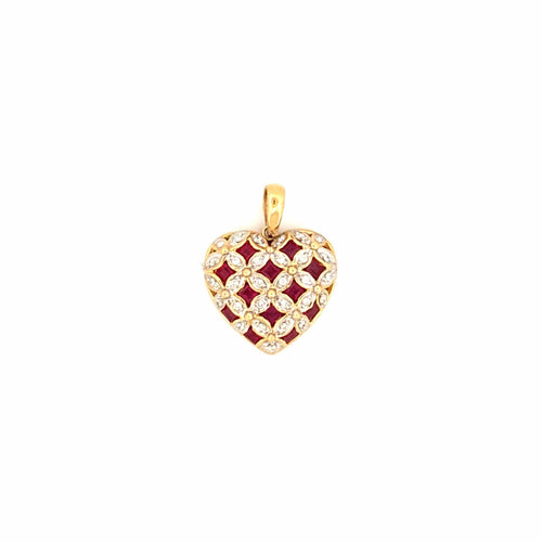 Collier Pendentif Cœur - Diamants & Rubis 58 Facettes