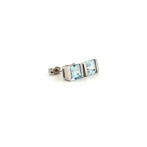 Boucles d'oreilles Puces d'oreilles Or Blanc & Aigue Marine 58 Facettes 2-D1BO-GS35690