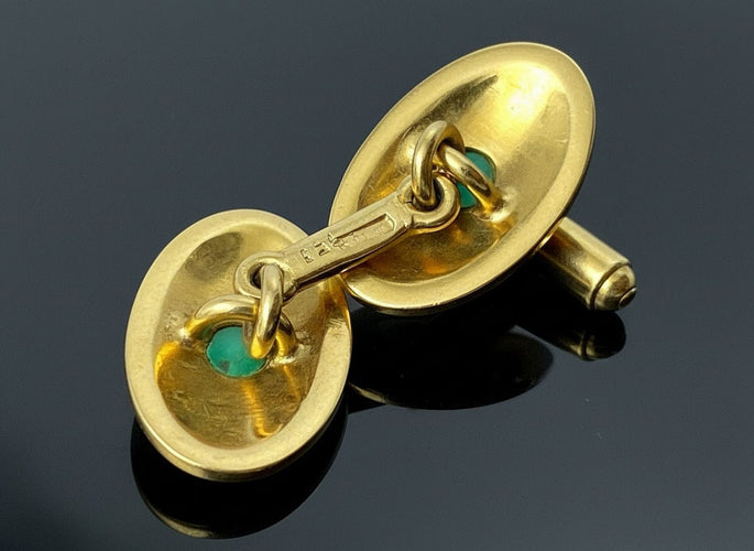 Boutons de manchette Gemelli con Smeraldi Cabochon 58 Facettes