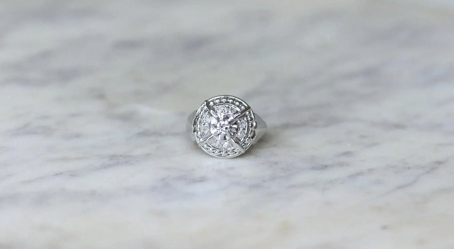 Bague 52 Bague Dôme Art Deco Diamants 58 Facettes