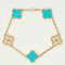 Bracelet Van Cleef & Arpels - EXTRA RARE Bracelet Vintage Alhambra 5 motifs turquoise et diamants 58 Facettes