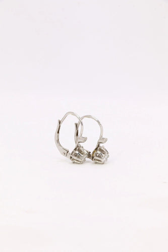 Boucles d'oreilles Dormeuses vintage or blanc diamants 0,30 ct 58 Facettes J447