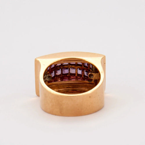 Bague 56 Bague Tank Or Jaune, Rubis 58 Facettes LOT 686