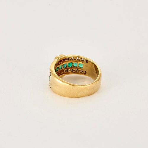 Bague 54 Bague or jaune et émeraudes 58 Facettes DIE1133