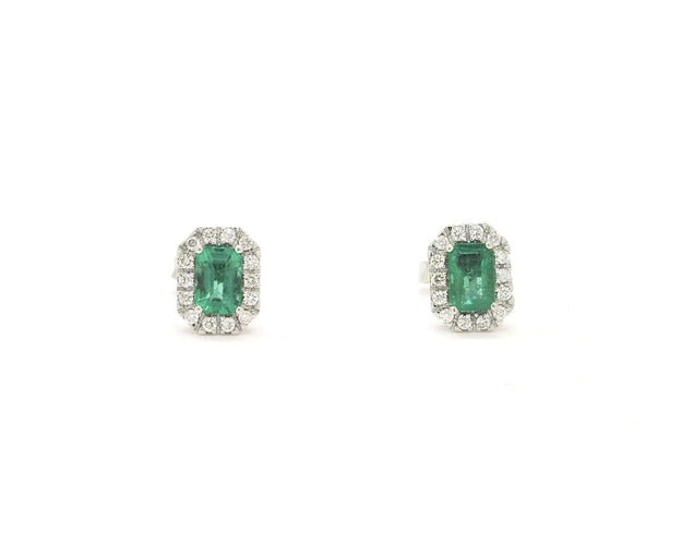 Boucles d'oreilles Boucles d'oreilles en or blanc avec émeraudes et diamants 58 Facettes 14524