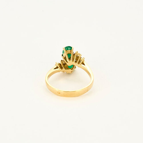 Bague 52 Bague toi et moi, or jaune et émeraudes, épaulées de diamants 58 Facettes THI02062