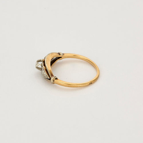 Bague 50,5 Fine bague or jaune et gris et diamants 58 Facettes DRE15742