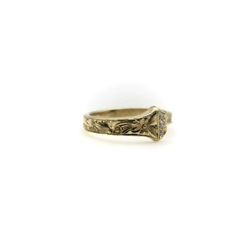 Bague 54.5 Bague en or jaune avec diamants 58 Facettes