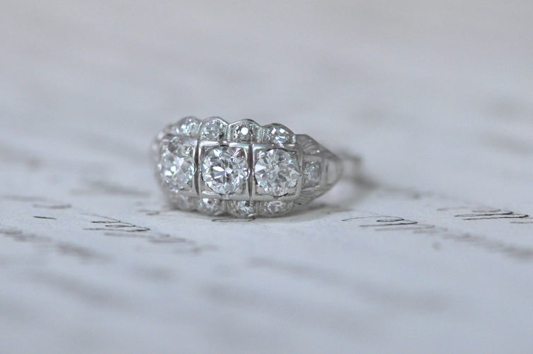 Bague 55 Bague géorgienne en platine et diamant 58 Facettes