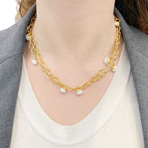 Collier Sautoir Pomellato, "Capri", or rose, céramique blanche. 58 Facettes 33659