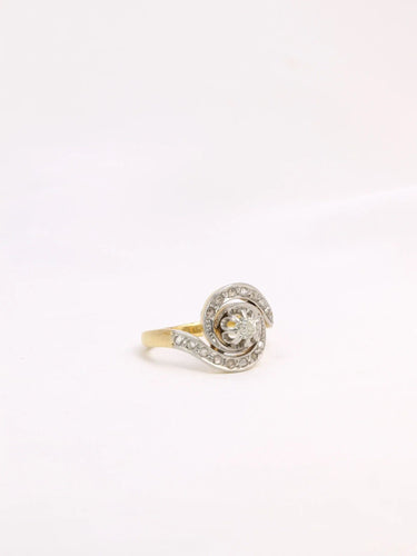 Bague 50 Bague tourbillon or platine diamants taille ancienne 0,15 ct 58 Facettes J321