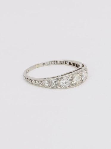 Bague jarretière ancienne en platine et diamants 1 ct 58 Facettes J203