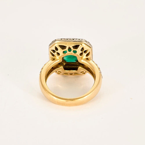 Bague 52 Bague or jaune et gris, émeraude et diamants 58 Facettes LOR3508