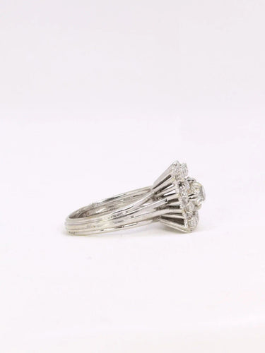 Bague 53 Bague or blanc diamant coussin taille ancienne 0,8 ct 58 Facettes J352