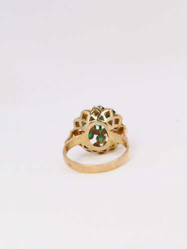 Bague 51 Bague étoile or jaune pierre verte 58 Facettes J382