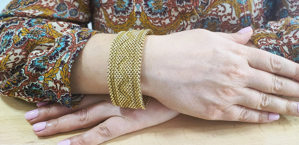 Bracelet Bracelet ruban souple en or jaune, maille polonaise 58 Facettes Bra.Polon.1762