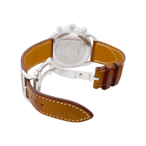 Montre Montre Hermès, "Arceau Chronographe", acier, cuir. 58 Facettes 34360