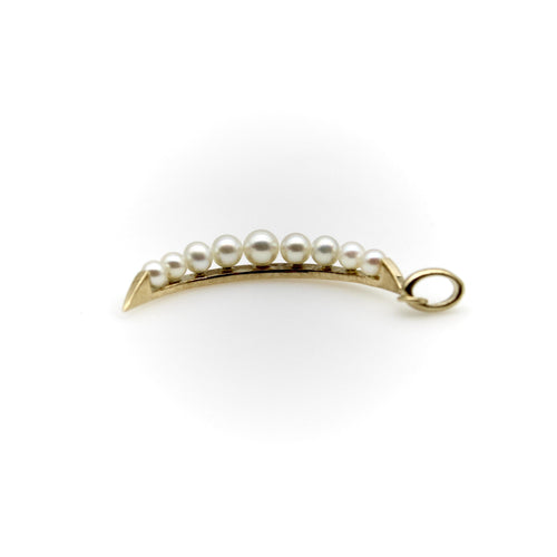 Pendentif Pendentif croissant de lune en perle, or 14 carats, style moderne du milieu du siècle 58 Facettes A2006U
