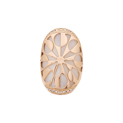 Bague 49 Bague Bulgari "Intarsio" or rose, nacre, diamants. 58 Facettes 34350