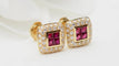 Boucles d'oreilles Boucles d'oreille en or jaune, rubis et diamants 58 Facettes 32692