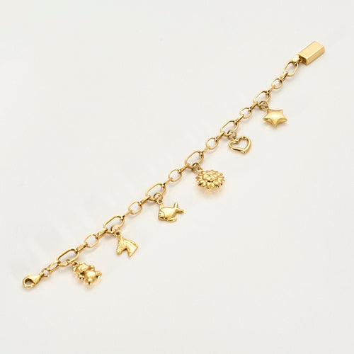 Bracelet Gourmette breloque en or jaune 58 Facettes LP819