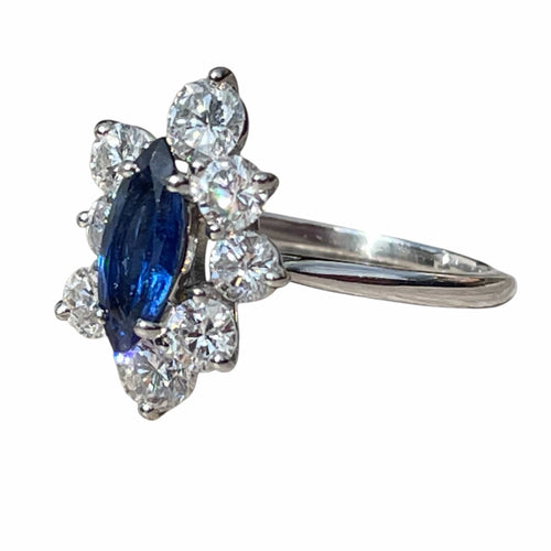 Bague 53 Bague marquise or blanc saphir diamants 58 Facettes 88