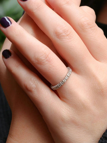 Bague 54 Alliance américaine en or blanc et diamants 1,15 ct 58 Facettes J58