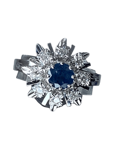 Bague 50 Bague de fiançailles en or, saphir, diamants 58 Facettes