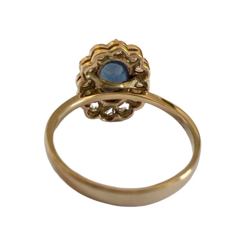 Bague 55 Bague de style Art Déco en or et platine avec diamants et saphir 58 Facettes Q321B