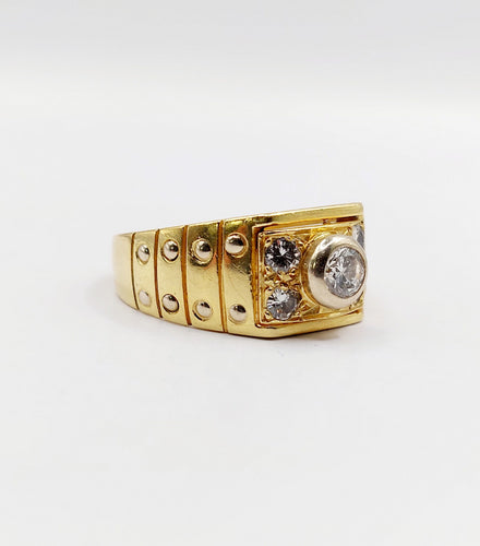 Bague 60 Bague chevalière Art Déco or jaune et diamants 58 Facettes A06309
