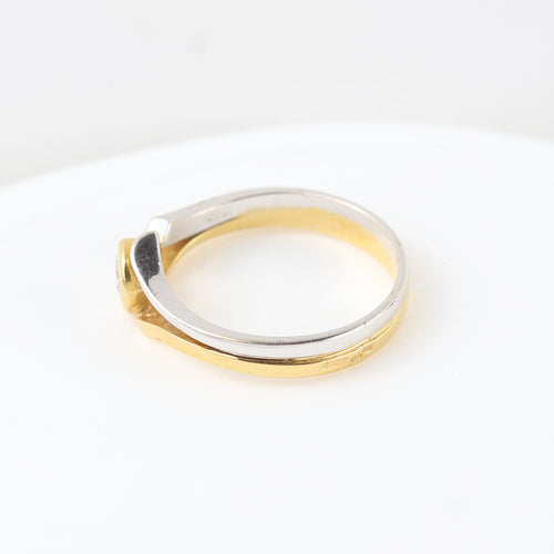 Bague Bague solitaire bicolore avec diamant taille brillant 58 Facettes 129595