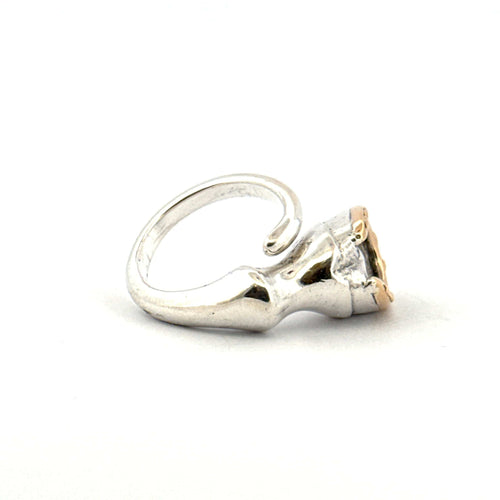 Bague 53 Bague Hermes Fer à cheval en or et corps en argent 58 Facettes