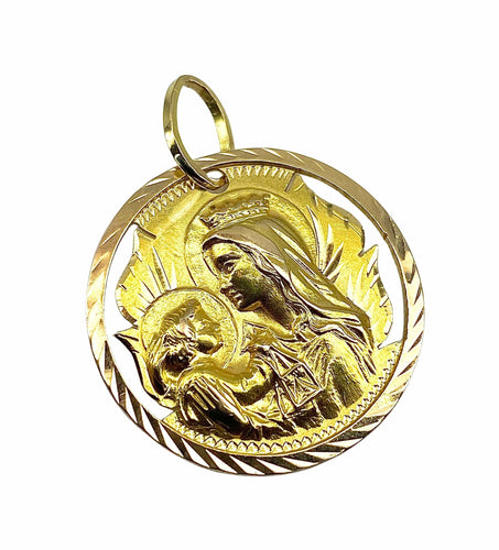 Pendentif Médaille du scapulaire en or jaune 18 carats ( recto verso ) 58 Facettes AB491