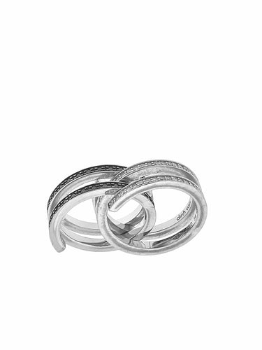 Bague 51 DINH VAN - Deux bagues "spirales" or blanc diamants 58 Facettes