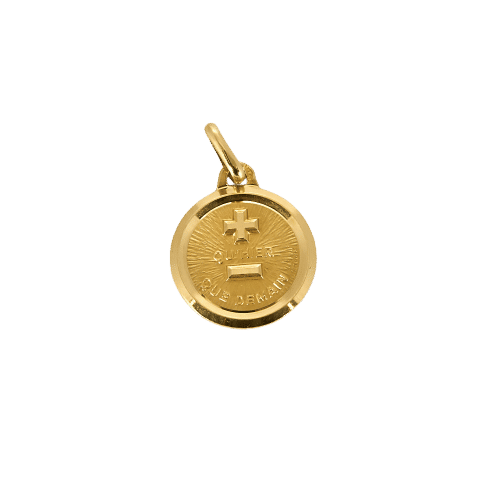 Pendentif Augis - Médaille sentimentale en or jaune 58 Facettes CRE0474