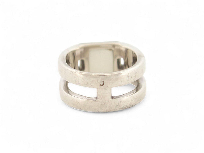 Bague 54 vintage bague HERMES medor pierre de lune & 4 diamants t54 en argent 58 Facettes 269493