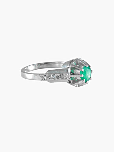 Bague 49 BAGUE VINTAGE EMERAUDE OR BLANC 58 Facettes