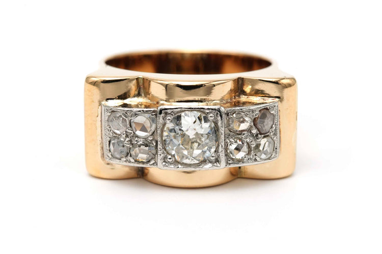 Bague 57 Bague Art Déco - Bague en or jaune et blanc 18 carats et diamants 58 Facettes 23290