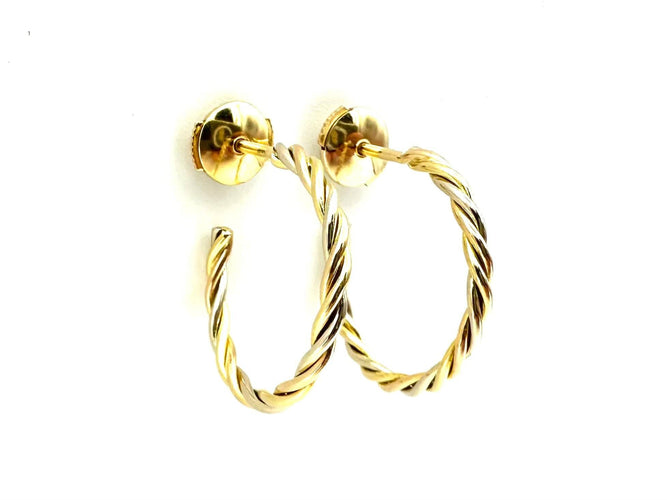 Boucles d'oreilles CARTIER. Collection "Trinity", créoles 3 ors torsadées 58 Facettes