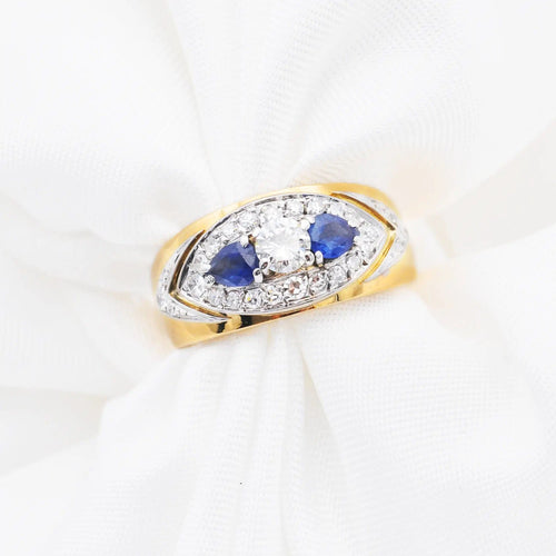 Bague Bague en or jaune avec saphirs et diamants 58 Facettes